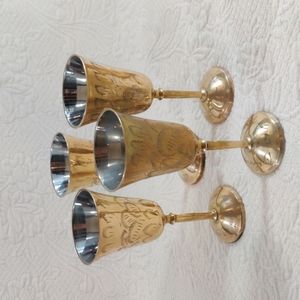 Brass Etched Design Goblets From India